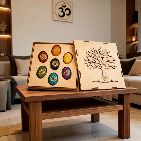 7_Chakra_Healing_Stone_Set_with_Tree_OM_Wood_Box__(Oval_Shape_Stones)