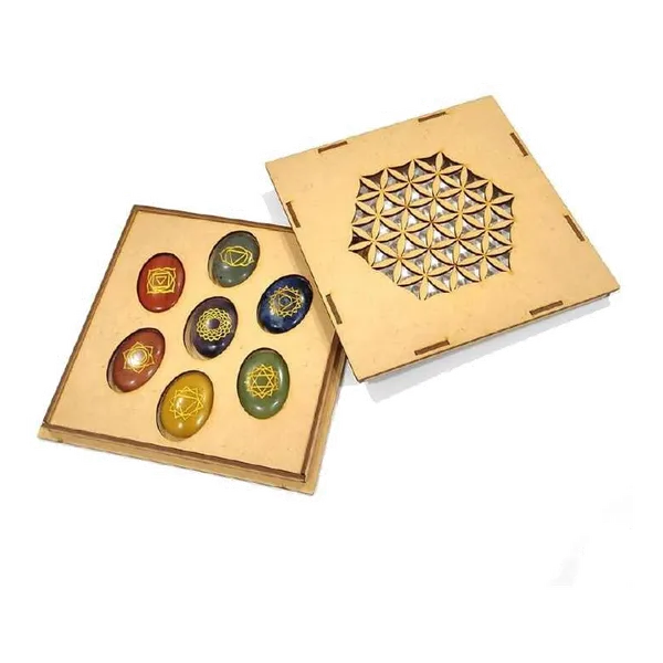 7_Chakra_Healing_Stone_Set_with_Hexagon_Wood_Box__(Oval_Shape_Stones)