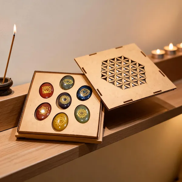 7_Chakra_Healing_Stone_Set_with_Hexagon_Wood_Box__(Oval_Shape_Stones)