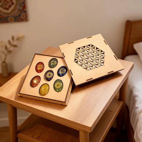 7_Chakra_Healing_Stone_Set_with_Hexagon_Wood_Box__(Oval_Shape_Stones)