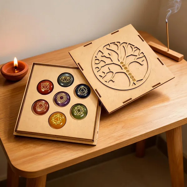 7_Chakra_Healing_Stone_Set_with_Tree_Chakra_Wood_Box__(Round_Shape_Stones)