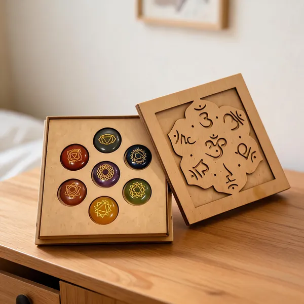 7_Chakra_Healing_Stone_Set_with_OM_Wood_Box_(Round_Shape_Stones)