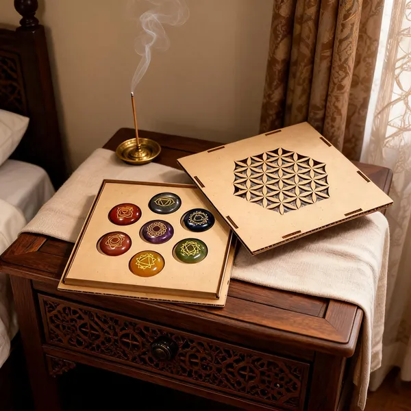 7_Chakra_Healing_Stone_Set_with_Hexagon_Wood_Box_(Round_Shape_Stones)