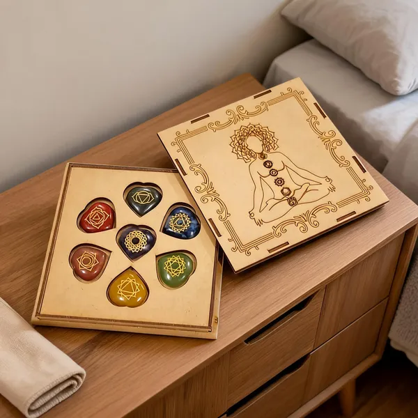 7_Chakra_Healing_Stone_Set_With_Meditate_Wood_Box_(Heart_Shape_Stones)