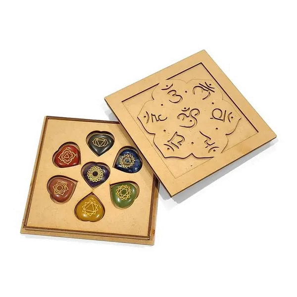 7_Chakra_Healing_Stone_Set_With_OM_Wood_Box_(Heart_Shape_Stones)
