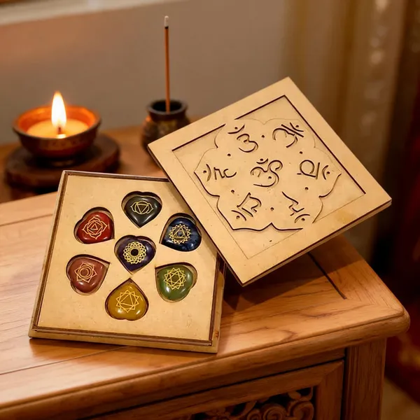 7_Chakra_Healing_Stone_Set_With_OM_Wood_Box_(Heart_Shape_Stones)