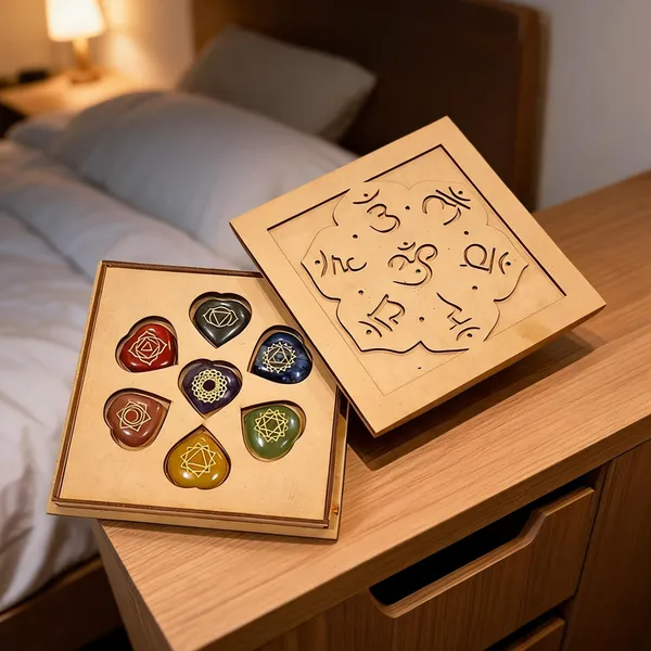 7_Chakra_Healing_Stone_Set_With_OM_Wood_Box_(Heart_Shape_Stones)