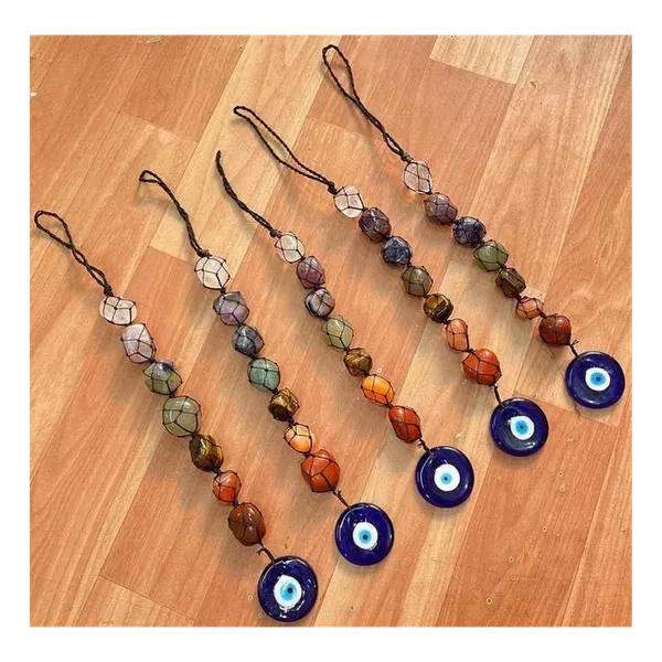 7_Chakra_Tumble_Stone_Hanging_With_Evil_Eye_Pendant_(Single)