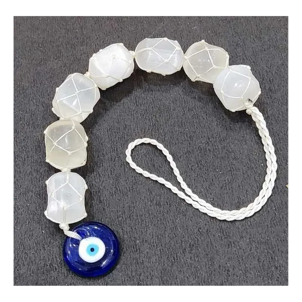 Selenite_Polished_Tumble_Stone_Hanging_With_Evil_Eye_Pendant