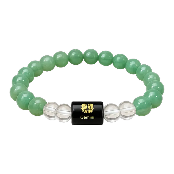 Gemini_(मिथुन_राशि)_Green_Aventurine_&_Clear_Quartz_Natural_Stone_Bracelet