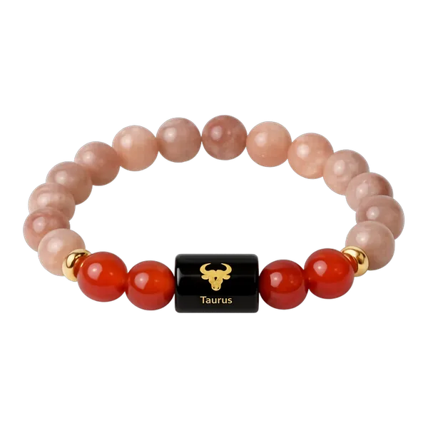 Taurus_(वृषभ_राशि)_Carnelian_&_Sunstone_Natural_Stone_Bracelet