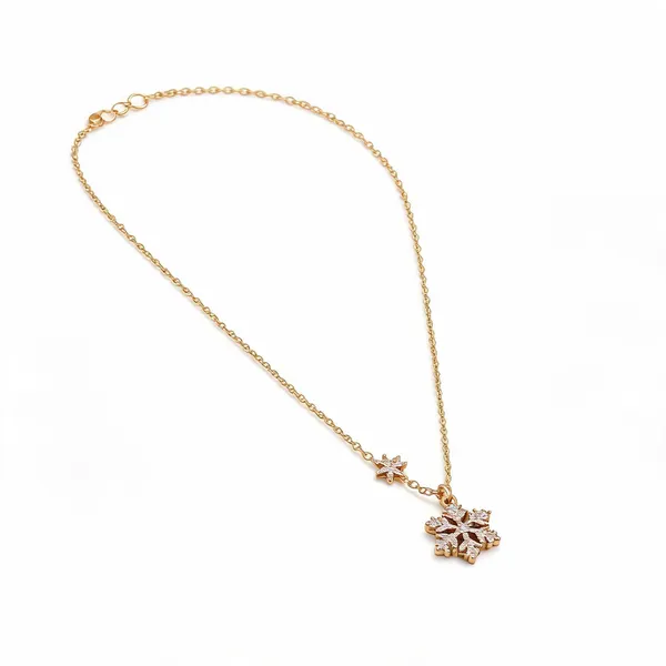 Gold_Stainless_Steel_Snowflake_Pendant_Necklace_For_Women