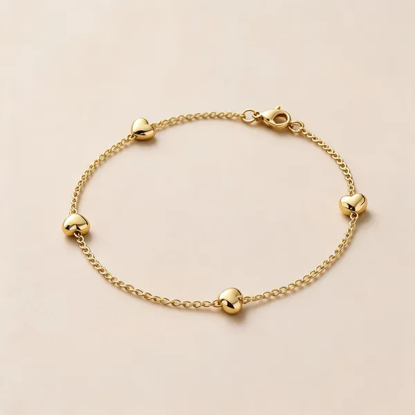 Gold_Stainless_Steel_Heart_Charm_Bracelet_For_Women