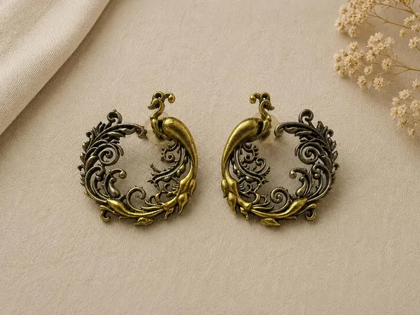 Antique_Gold_Peacock_Filigree_Earrings_for_Women
