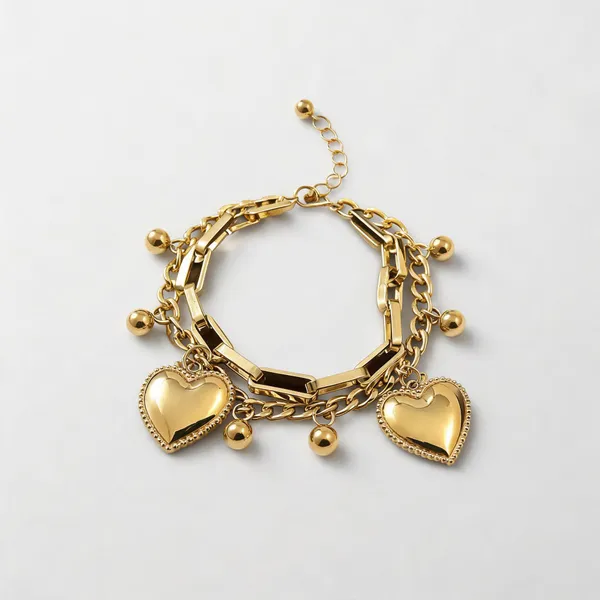 Gold_Stainless_Steel_Heart_Charm_Bracelet_For_Women
