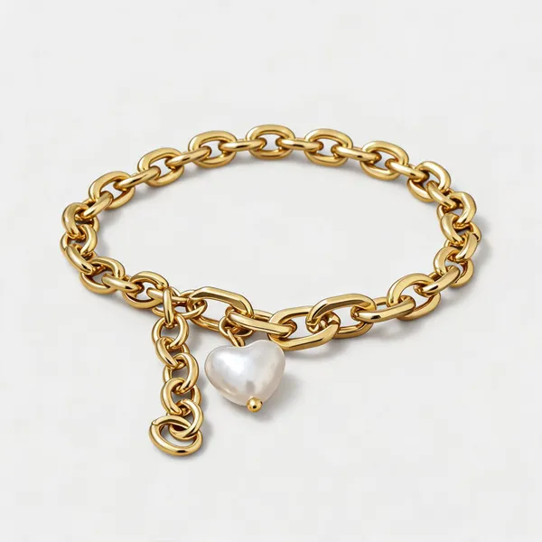 Gold_Stainless_Steel_Heart_Charm_Chain_Bracelet_For_Women