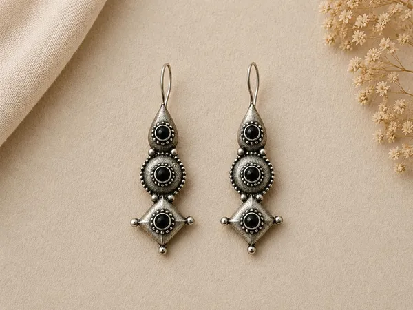 Silver-Tone_Oxidized_Drop_Earrings_for_Women