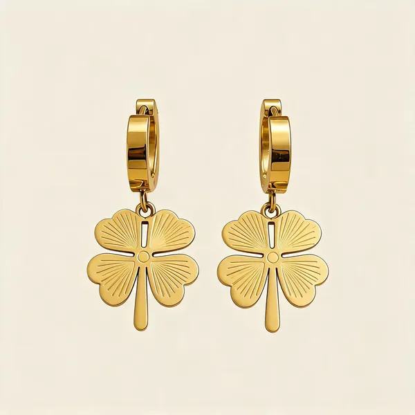 Gold_Stainless_Steel_Clover_Drop_Earrings_For_Women