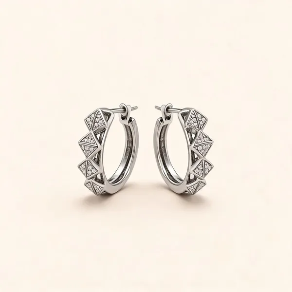 Silver_Stainless_Steel_Geometric_Studded_Hoop_Earrings_For_Women