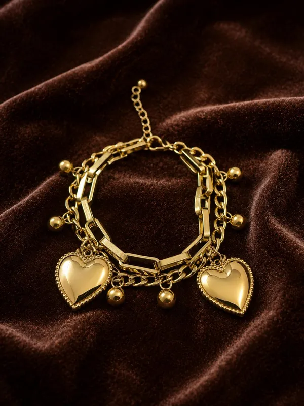 Gold-Tone_Heart_Charm_Bracelet_for_Women