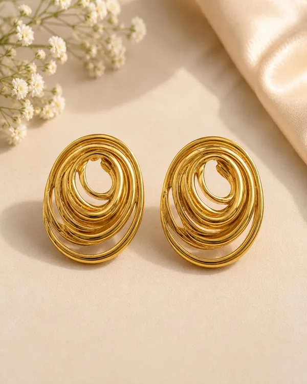 Gold_Tone_Concentric_Oval_Earrings_for_Women