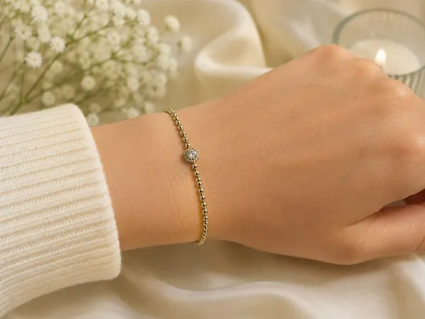 Gold_Tone_Beaded_Bracelet_With_Center_Stone_for_Women