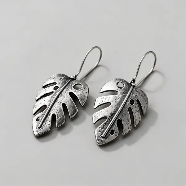 Silver_Stainless_Steel_Leaf_Drop_Earrings_For_Women