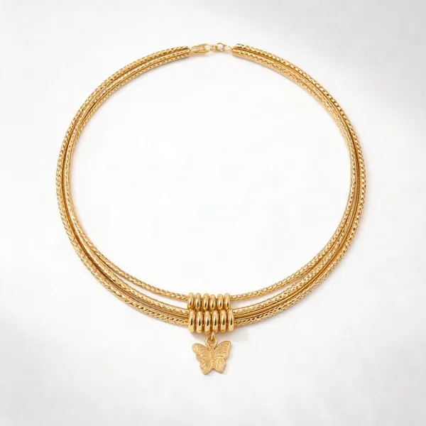 Gold_Stainless_Steel_Layered_Butterfly_Necklace_For_Women