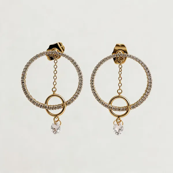 Gold_Stainless_Steel_Circular_Drop_Earrings_For_Women