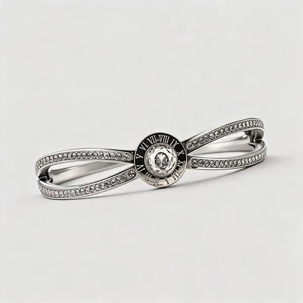 Silver_Stainless_Steel_Crystal_Roman_Numeral_Bracelet_For_Women
