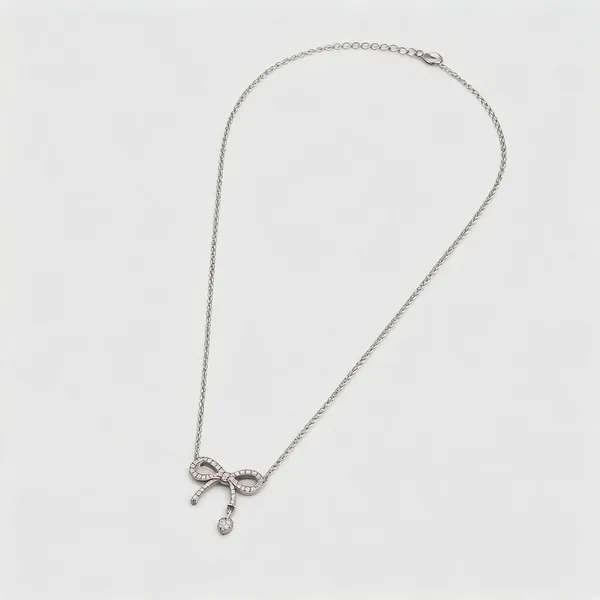 Silver_Stainless_Steel_Bow_Pendant_Necklace_For_Women