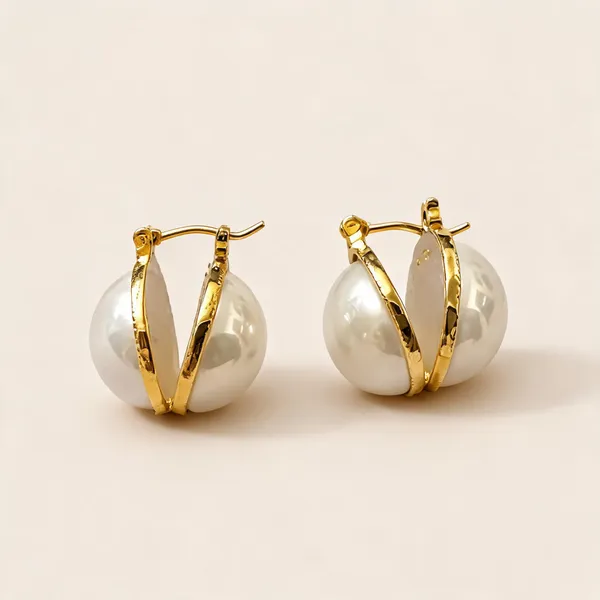 Gold_Stainless_Steel_Pearl_Hoop_Earrings_For_Women