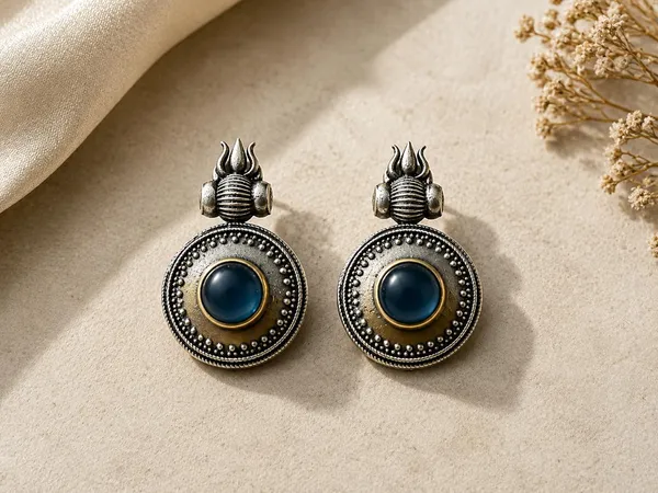 Silver_Oxidised_Blue_Stone_Drop_Earrings_for_Women