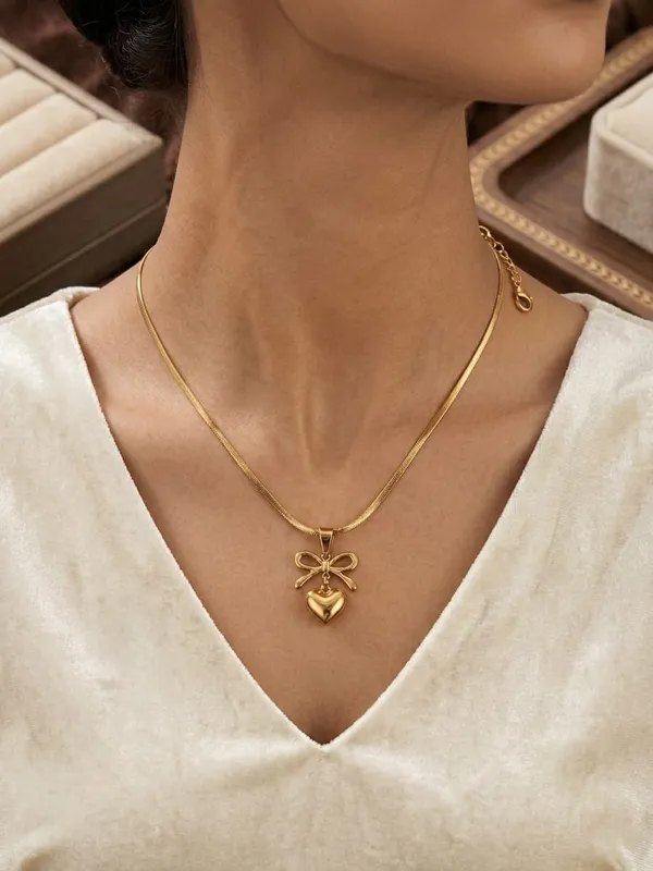 Gold-Tone_Bow_Pendant_Necklace_for_Women