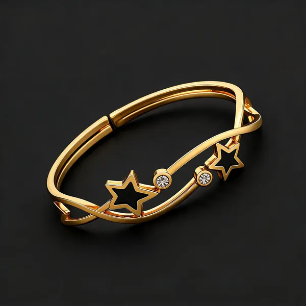 Gold_Stainless_Steel_Star_Design_Bracelet_For_Women