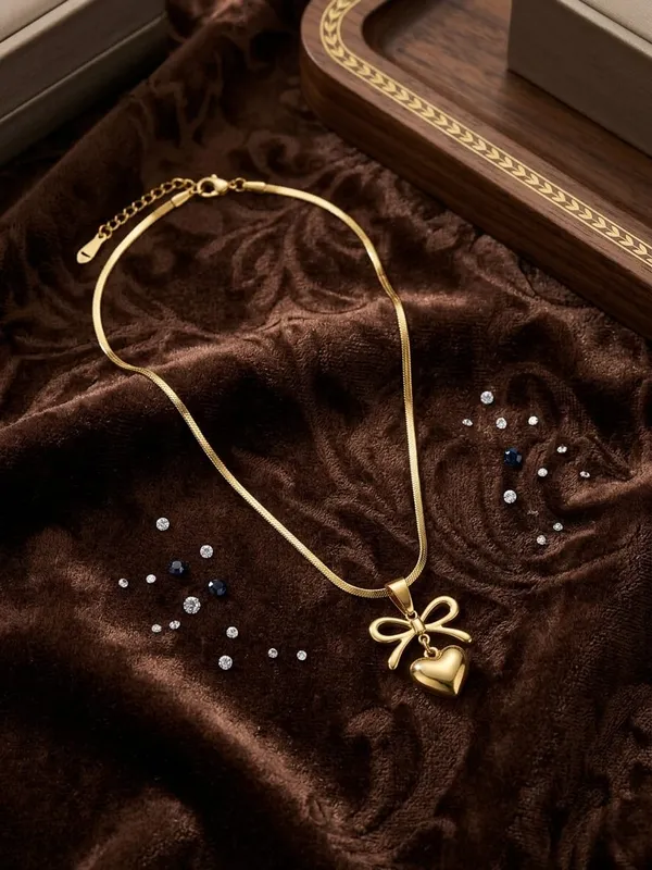 Gold_Tone_Bow_Heart_Pendant_Necklace_for_Women