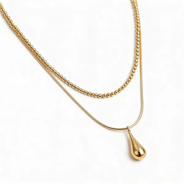 Gold_Stainless_Steel_Layered_Pendant_Necklace_For_Women