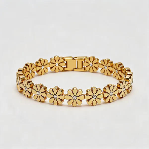 Gold_Stainless_Steel_Floral_Link_Bracelet_For_Women