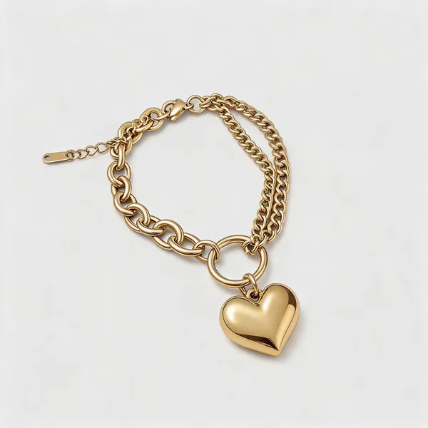 Gold_Stainless_Steel_Heart_Charm_Chain_Bracelet_For_Women