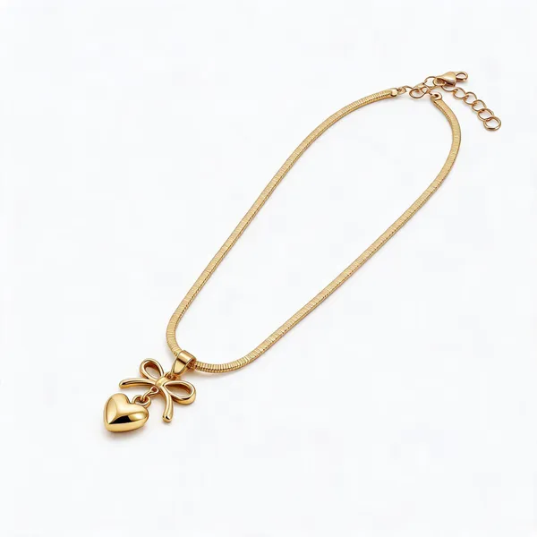 Gold_Stainless_Steel_Bow_Pendant_Necklace_For_Women