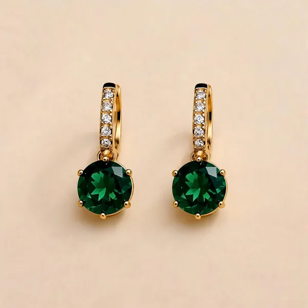 Gold_Stainless_Steel_Green_Stone_Hoop_Earrings_For_Women