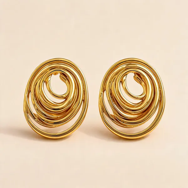 Gold_Stainless_Steel_Concentric_Oval_Earrings_For_Women