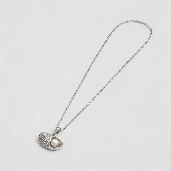 Silver_Stainless_Steel_Shell_Pendant_Necklace_For_Women