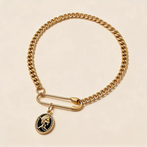 Gold_Stainless_Steel_Safety_Pin_Charm_Necklace_For_Women
