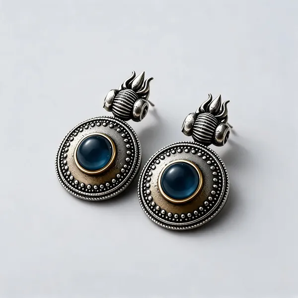 Silver_Stainless_Steel_Oxidized_Blue_Stone_Drop_Earrings_For_Women