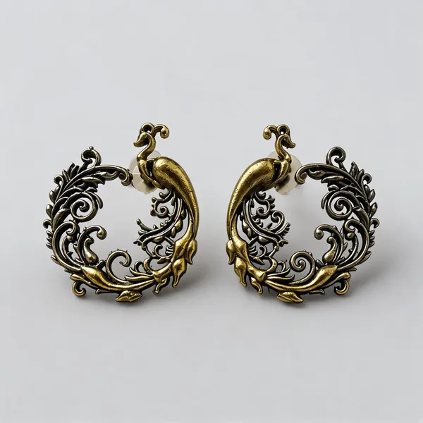 Gold_Stainless_Steel_Peacock_Filigree_Earrings_For_Women