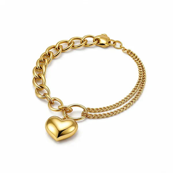 Gold_Stainless_Steel_Heart_Charm_Chain_Bracelet_For_Women