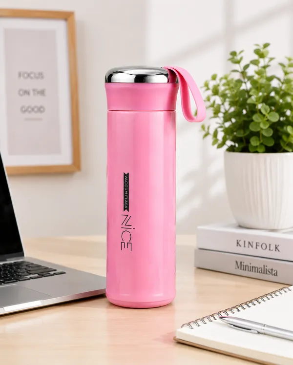 Pink_Vacuum_Flask_Water_Bottle_With_Carry_Loop