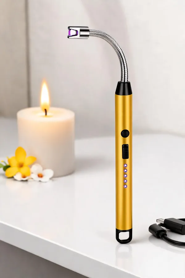 Gold_Metal_Flexible_Neck_Usb_Electric_Arc_Lighter