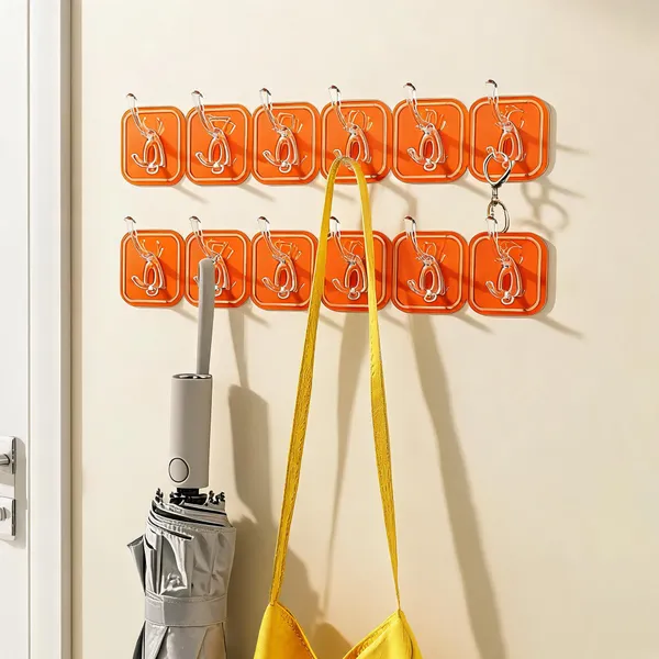 Orange_Metal_Plastic_Multi_Hook_Decorative_Wall_Rack_Pack_Of_2